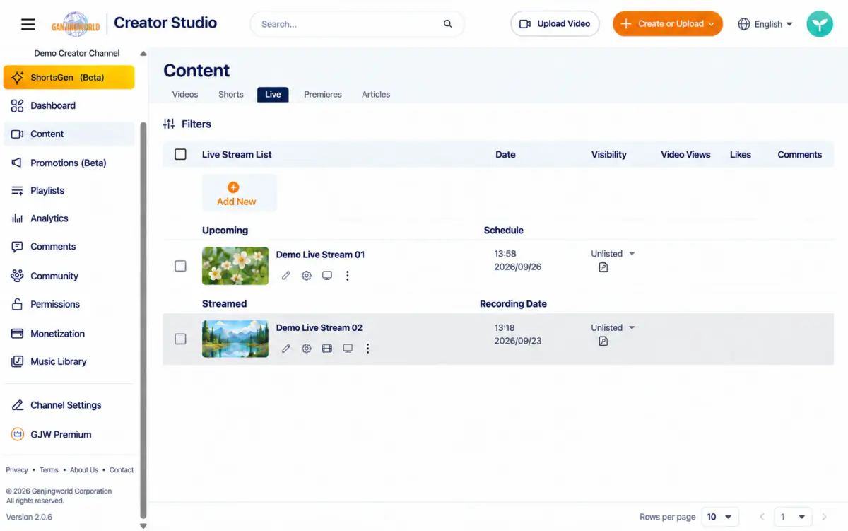 Upcoming uses Scheduled time; Completed uses Recorded date.